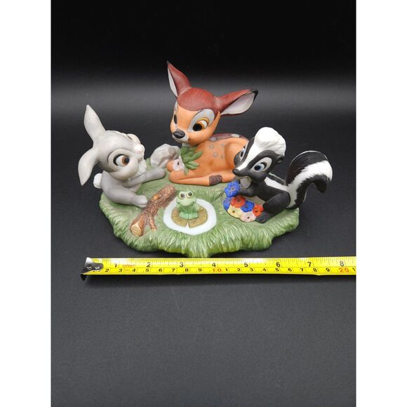 Vtg Walt Disney Productions Bambi Thumper & Flower with Frog Ceramic Figurine - Picture 8 of 9